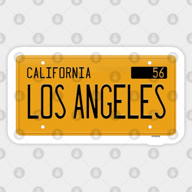 Los Angeles California Yellow License Plate Sticker by hotroddude